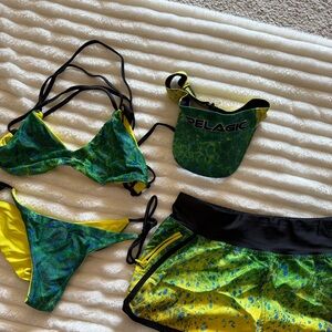 Pelagic reversible bikini - Mahi print - pelagic shorts & visor matching set